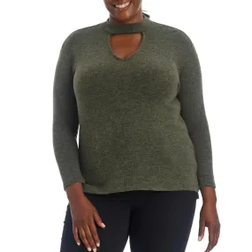 1.STATE Women's Plus Long Sleeve Drop Shoulder Keyhole Top Sweater