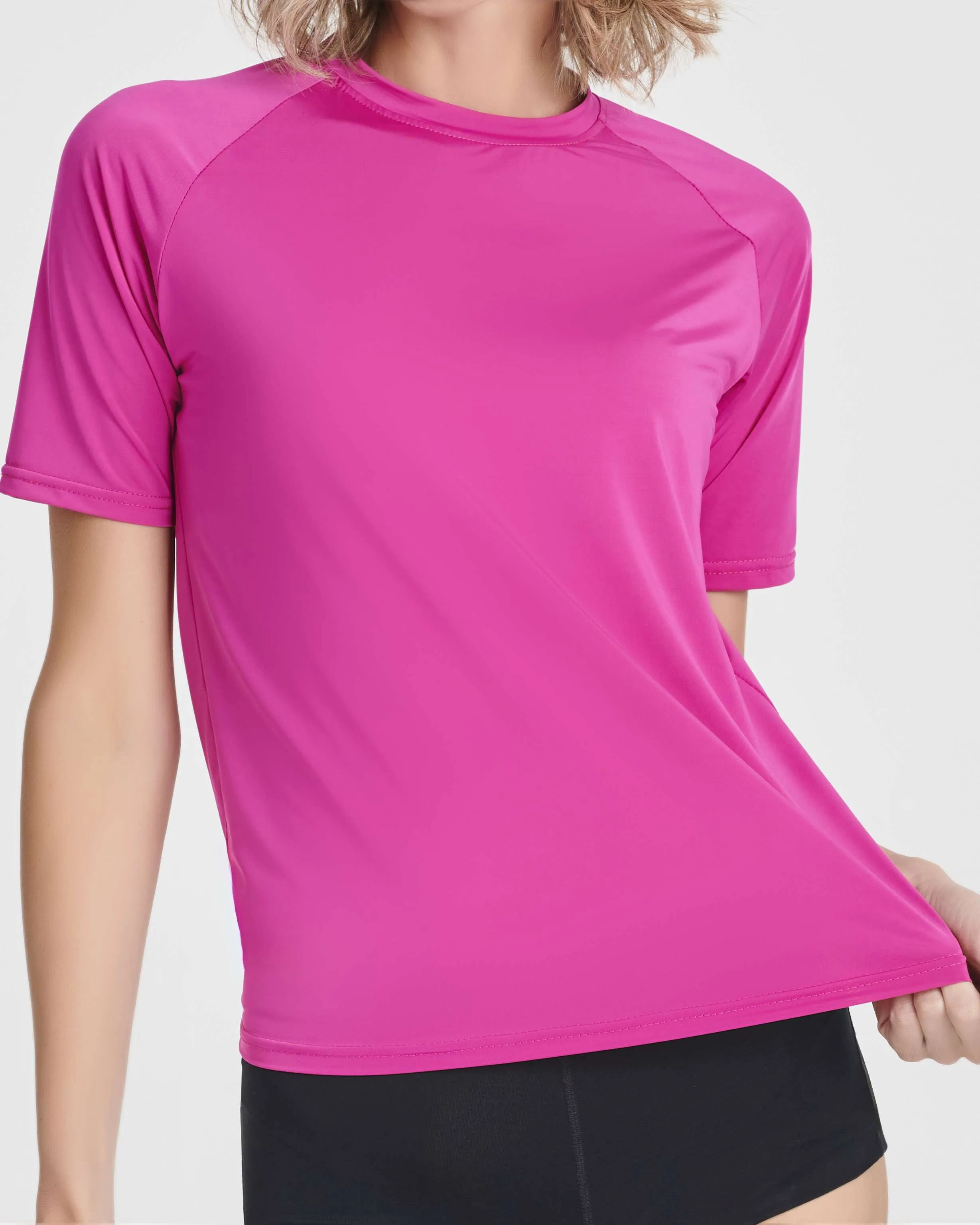 4 Pack: Women's UPF Short Sleeved Rashguard Top (Available In Plus Size)