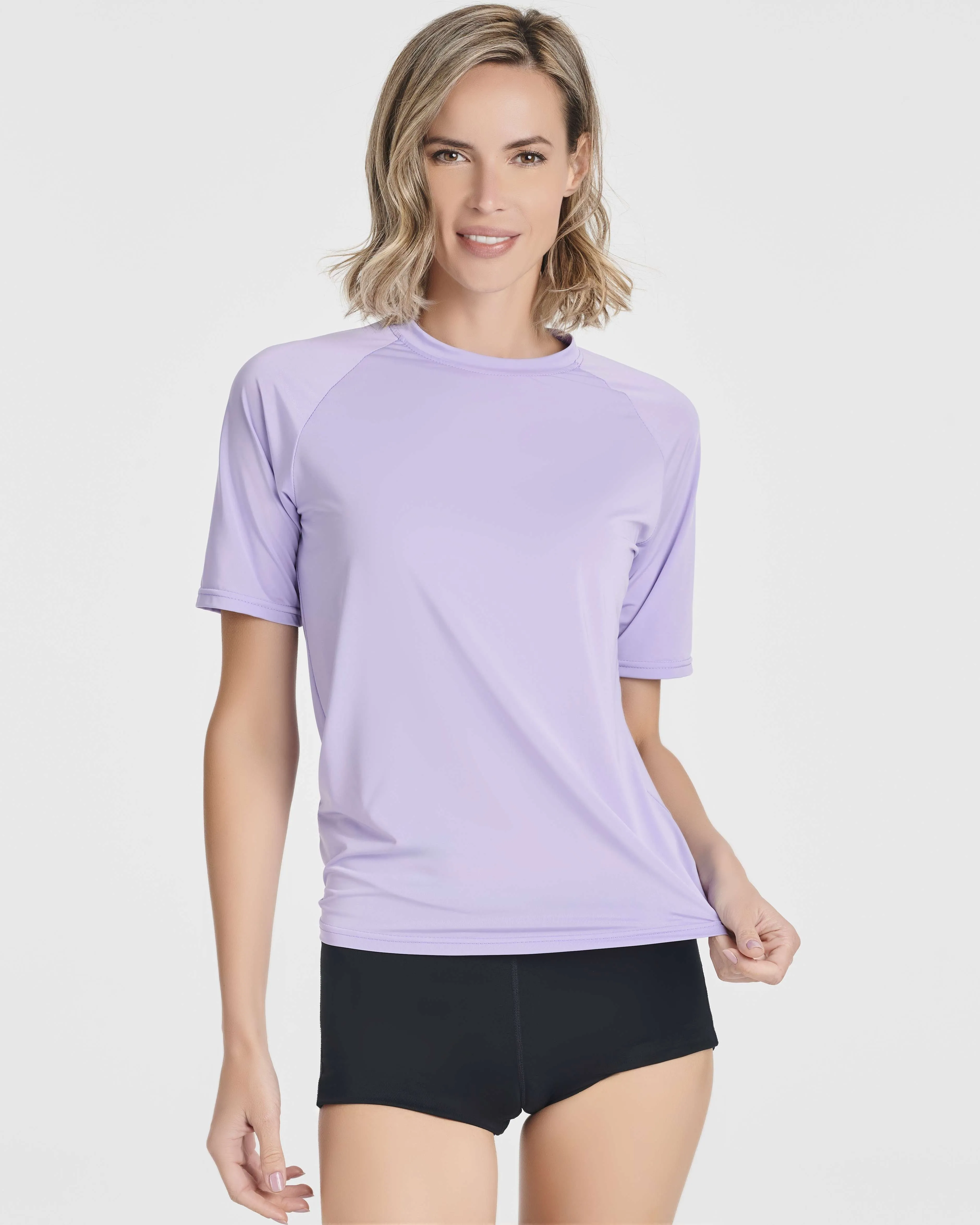 4 Pack: Women's UPF Short Sleeved Rashguard Top (Available In Plus Size)