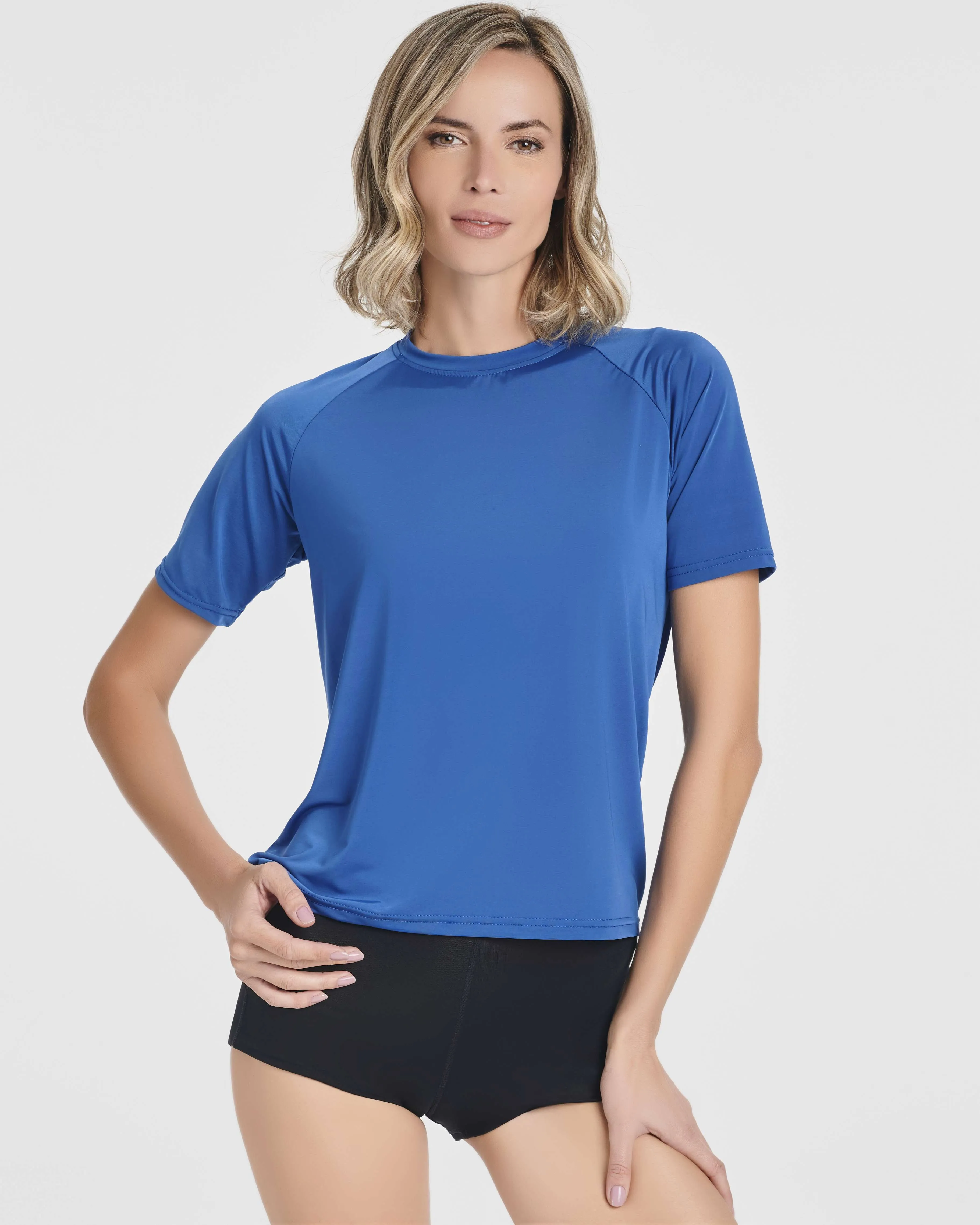 4 Pack: Women's UPF Short Sleeved Rashguard Top (Available In Plus Size)