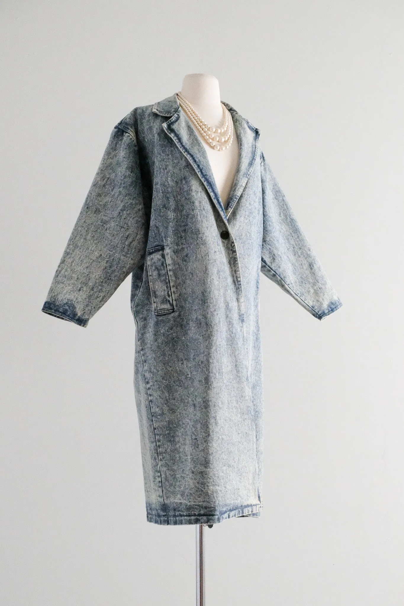 ACID WASH 1980's On the Verge Denim Duster / Sz M