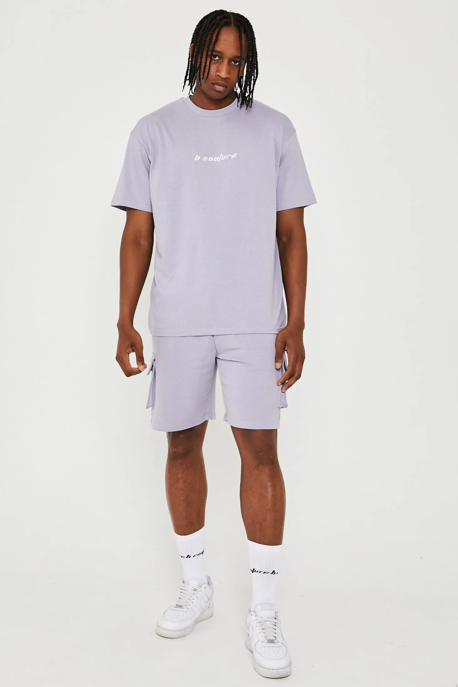 Acton T-Shirt & Cargo Short Set - Thistle Grey