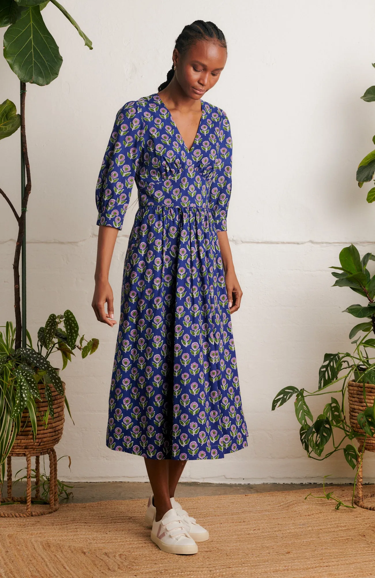 Amelia Aster Block Print Dress