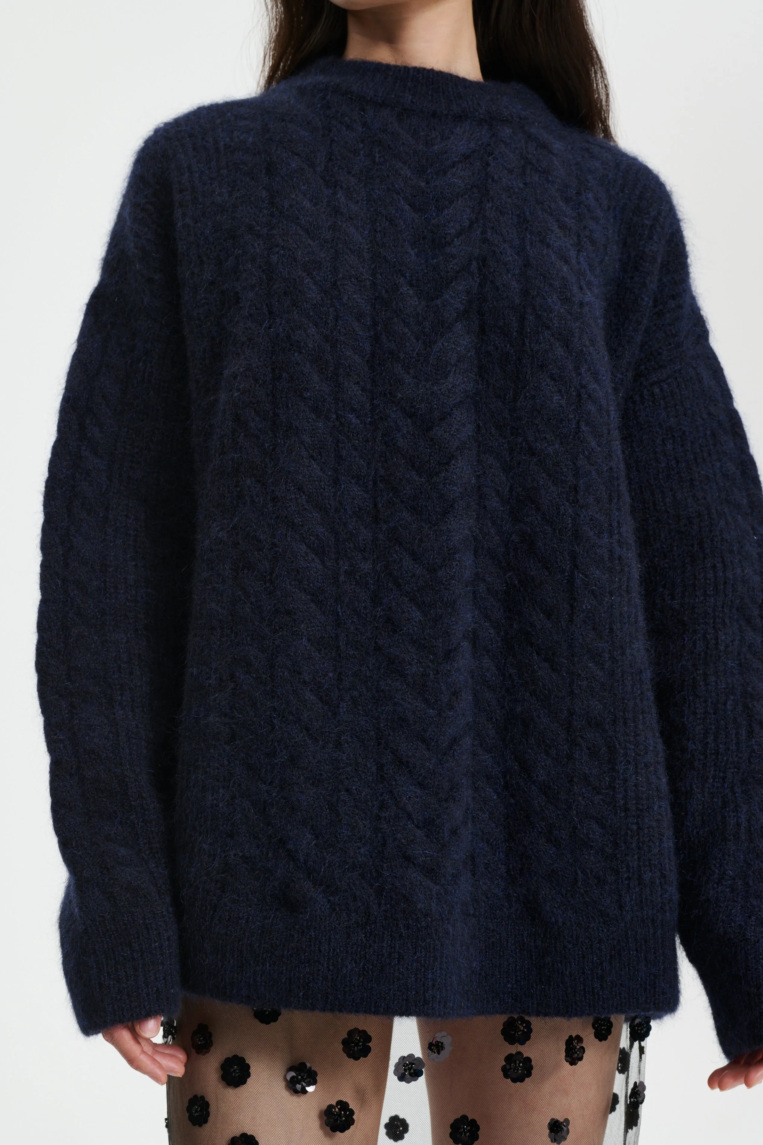 ANETTE | JUMPER TEXTURED MOHAIR NAVY