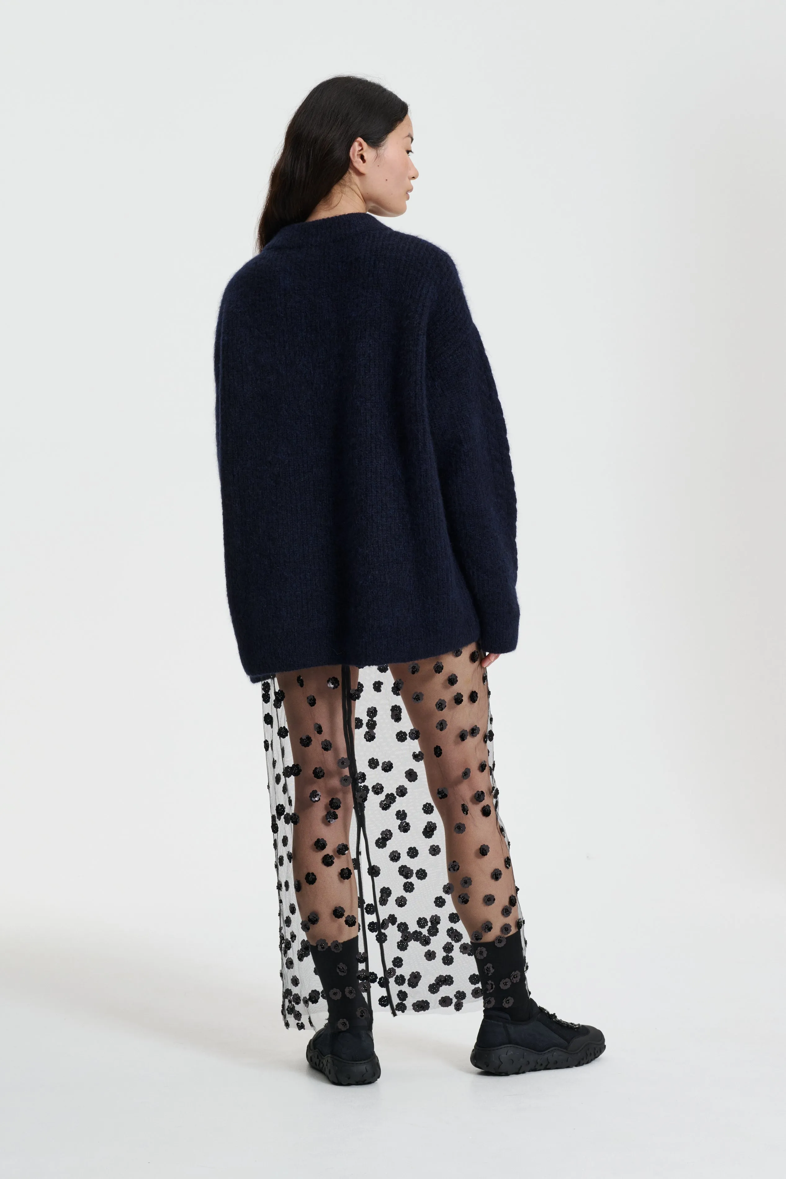 ANETTE | JUMPER TEXTURED MOHAIR NAVY