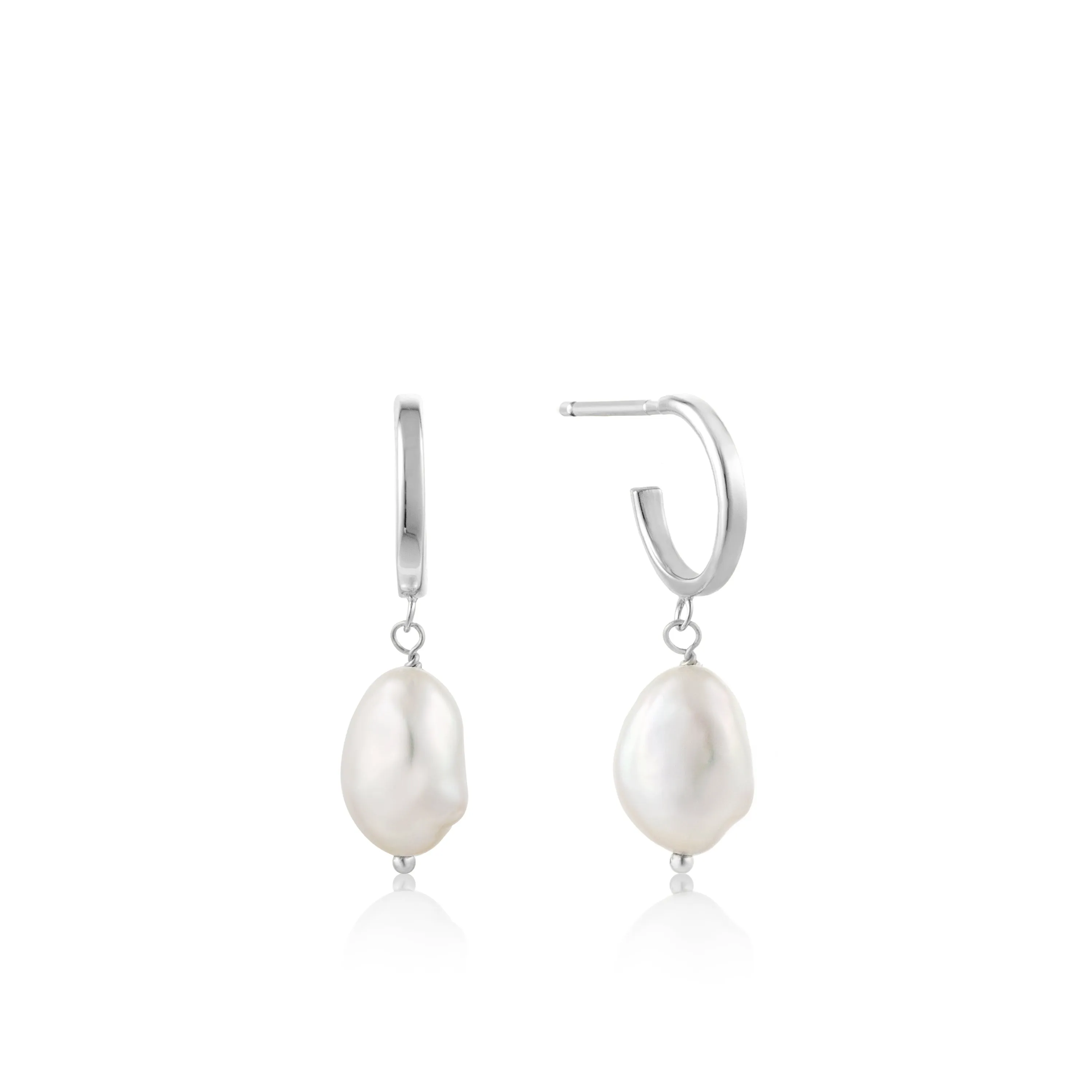 Ania Haie Pearl Mini Hoop Earrings Silver