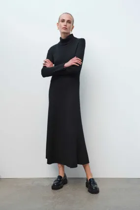 Anthracite Turtleneck Long Dress