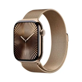 Apple Watch Series 10 GPS   Cellular Gold Titanium Case with Gold Milanese Loop