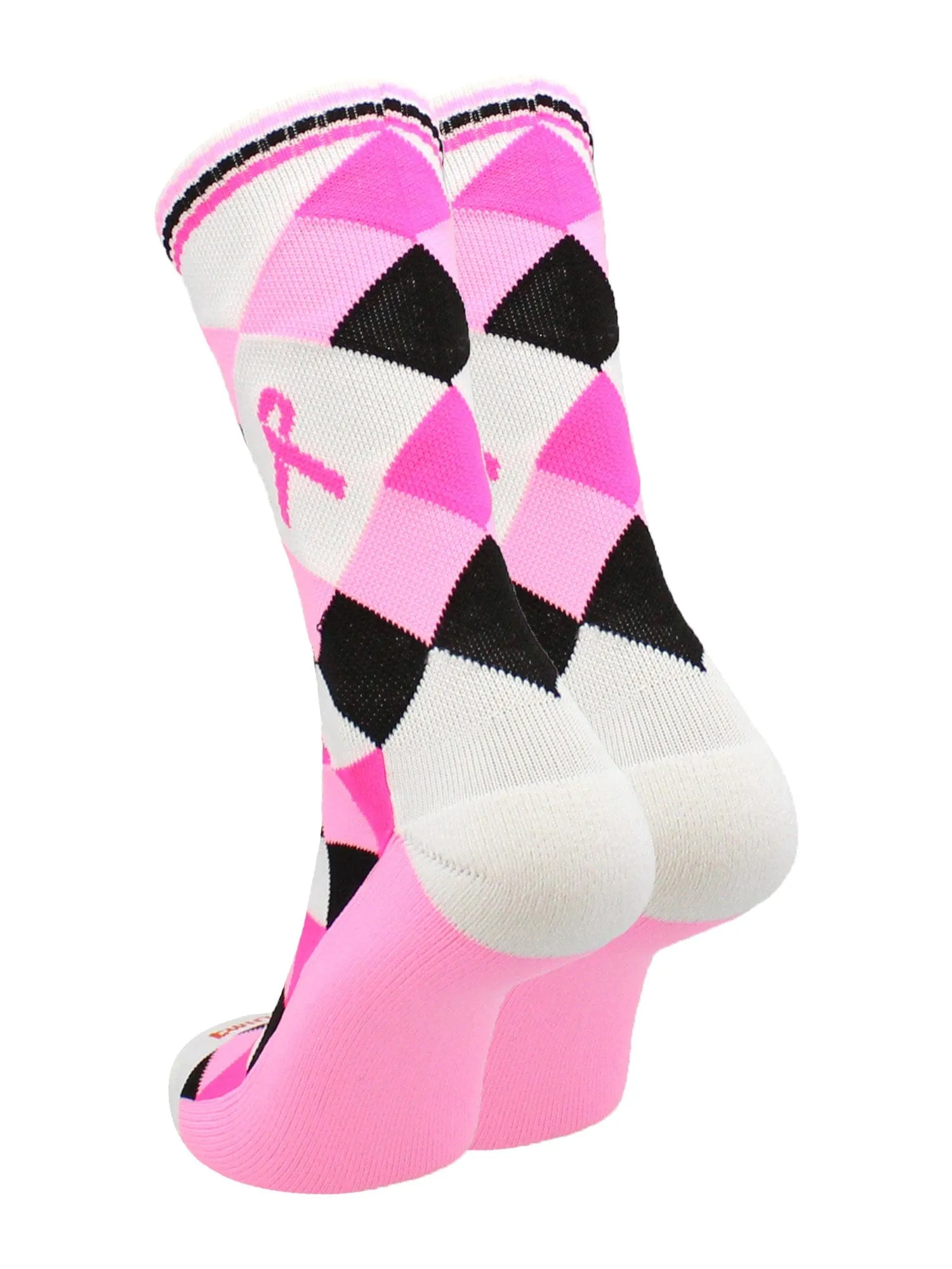 Argyle Breast Cancer Awareness Ribbon Socks