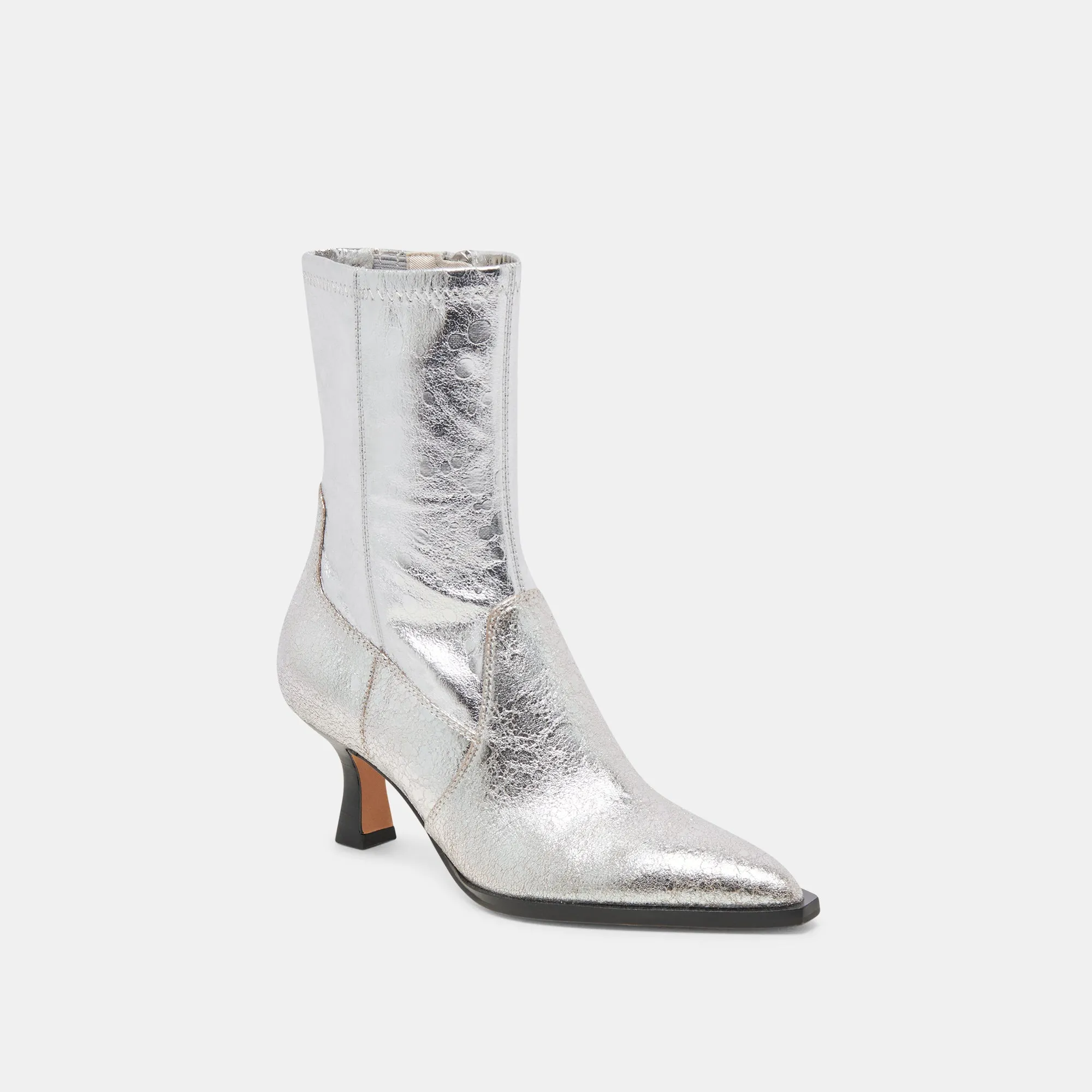 ARYA WIDE CALF BOOTS SILVER DISTRESSED LEATHER