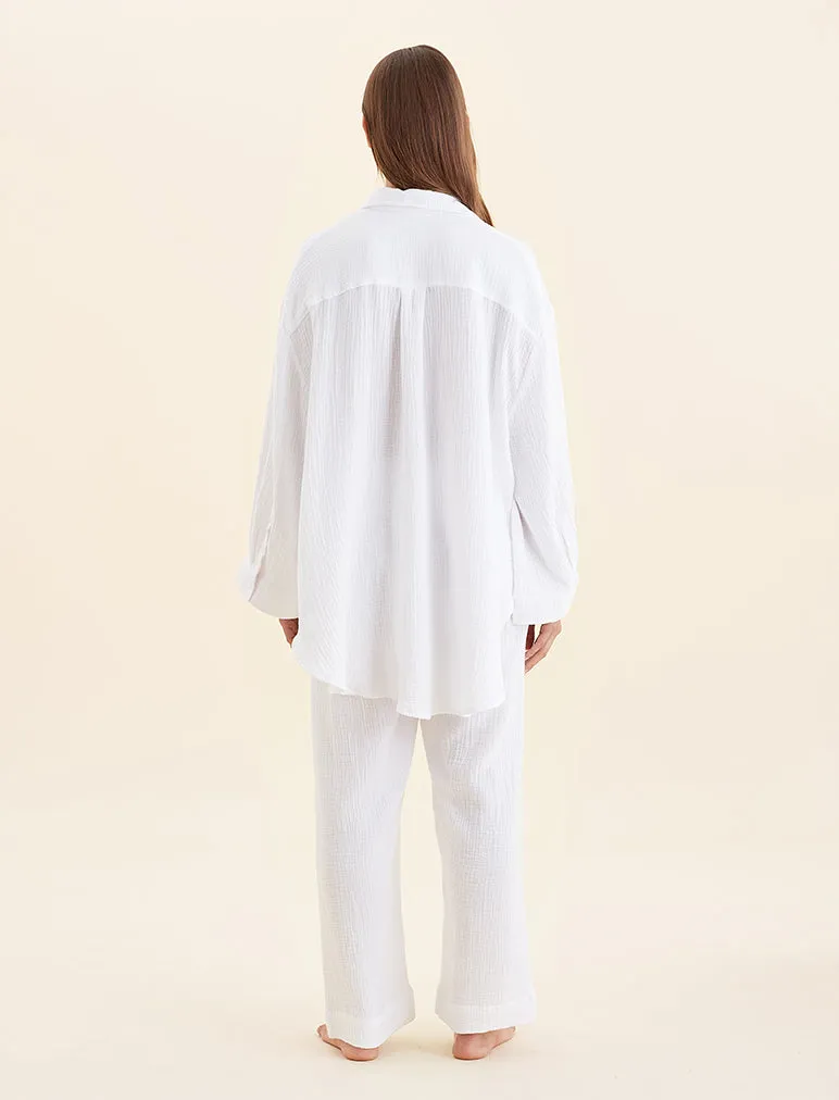 Ashley Textured Cotton Oversized Shirt