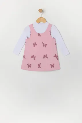 Baby Butterfly Knit Dress and Long Sleeve Top 2 Piece Set