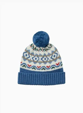 Baby Frankie Beanie in Denim Blue Fair Isle