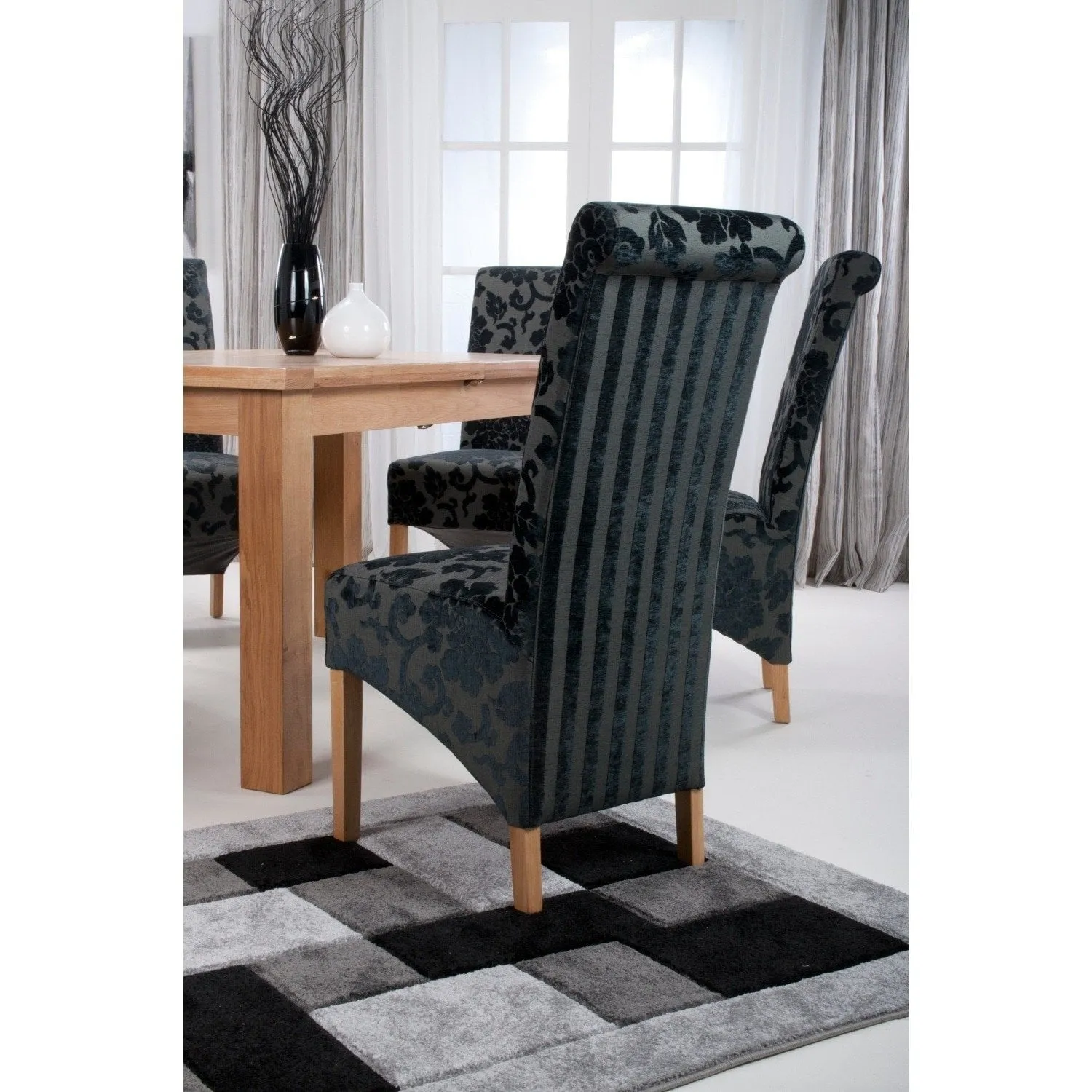 Baroque Black Velvet Dining Chair Set of 2