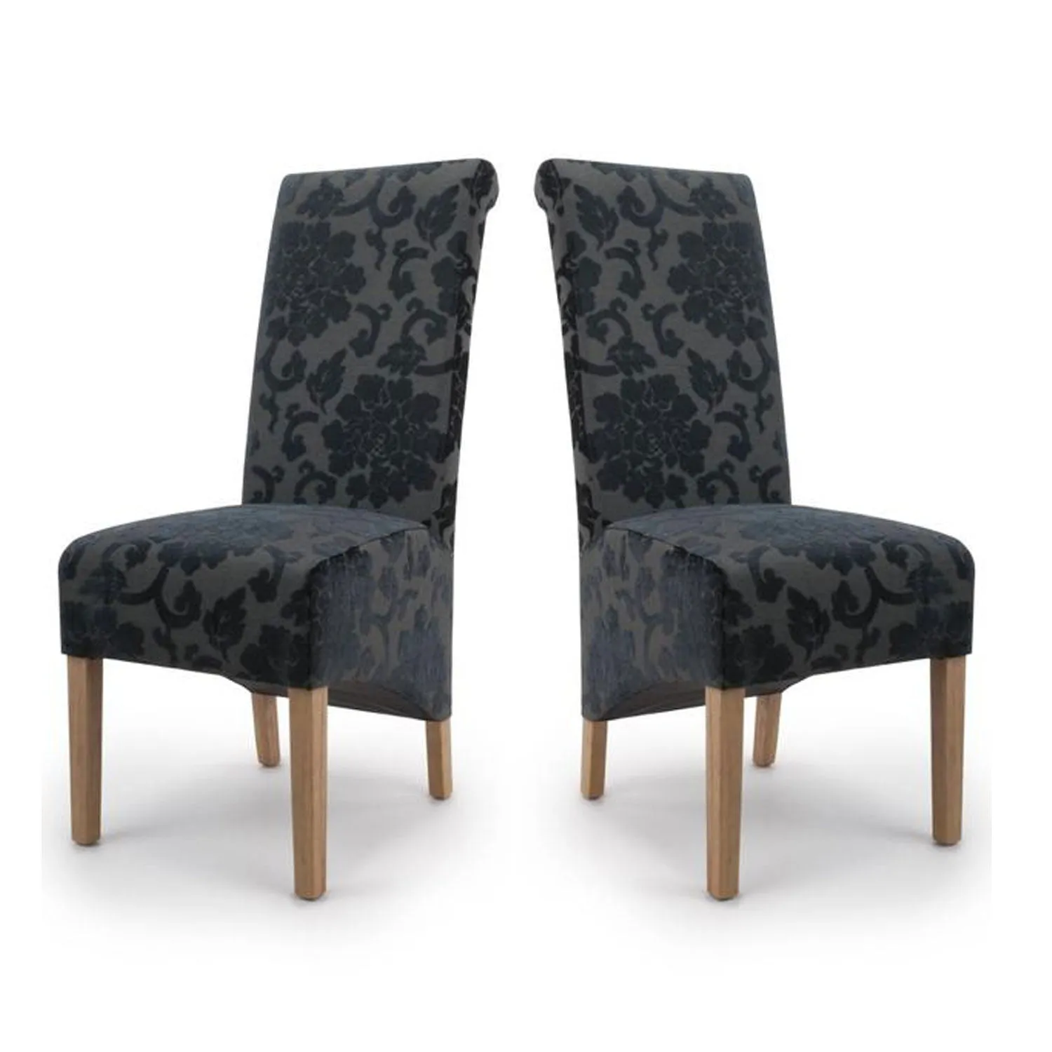 Baroque Black Velvet Dining Chair Set of 2