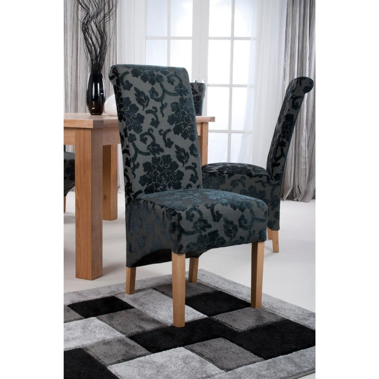 Baroque Black Velvet Dining Chair Set of 2