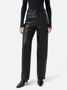 Beck Leather Wide Leg Trouser | Black