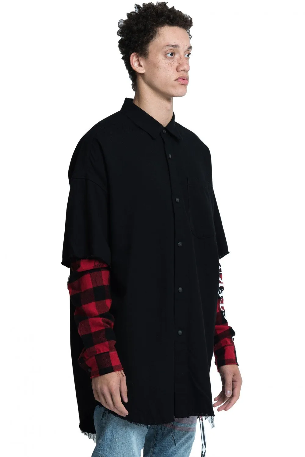 Black and Red Double Layered Shirt