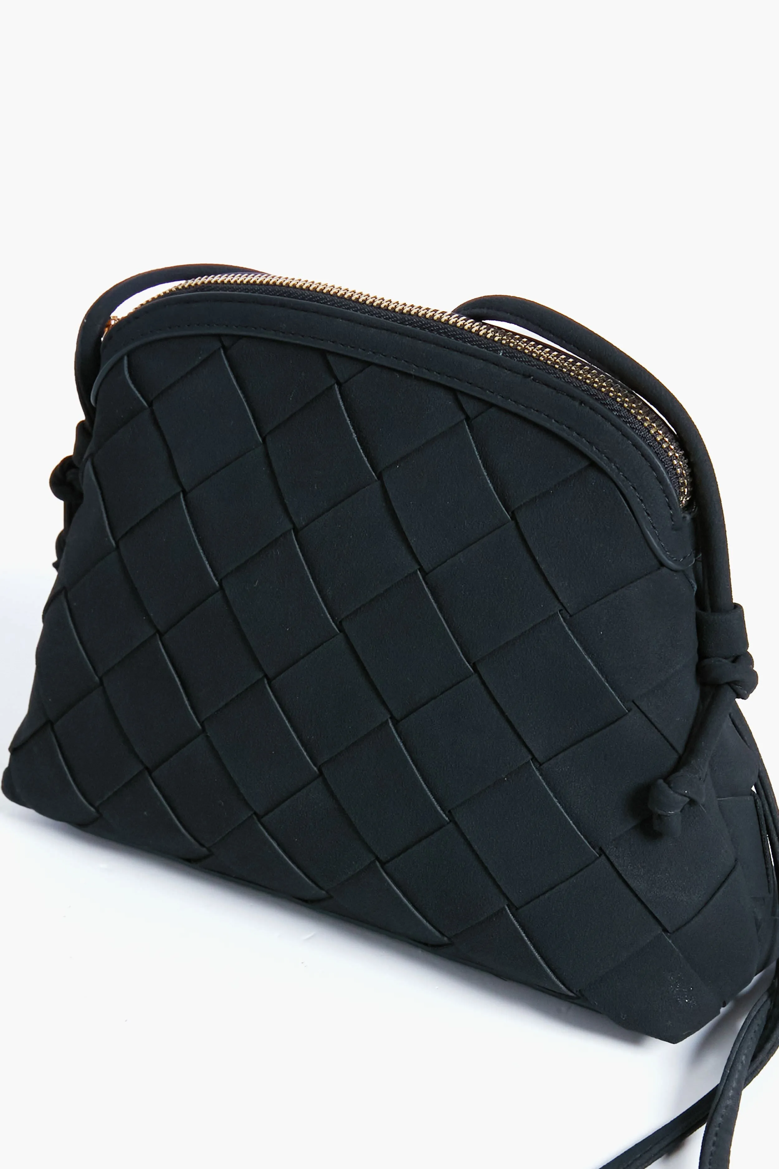 Black Calista Woven Crossbody