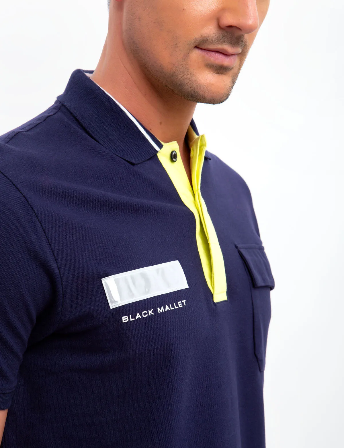 BLACK MALLET REFLECTIVE PATCH POLO SHIRT