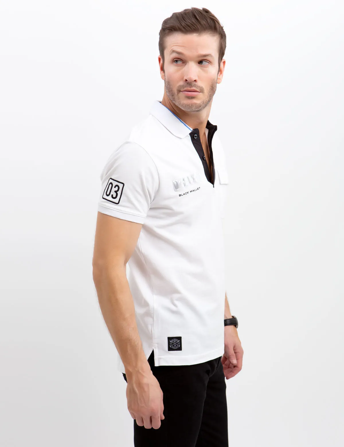 BLACK MALLET REFLECTIVE PATCH POLO SHIRT