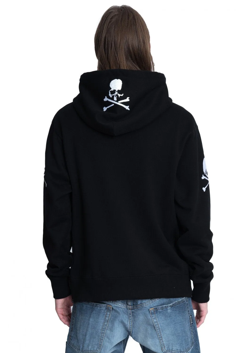 Black Skull Embroidered Hoodie