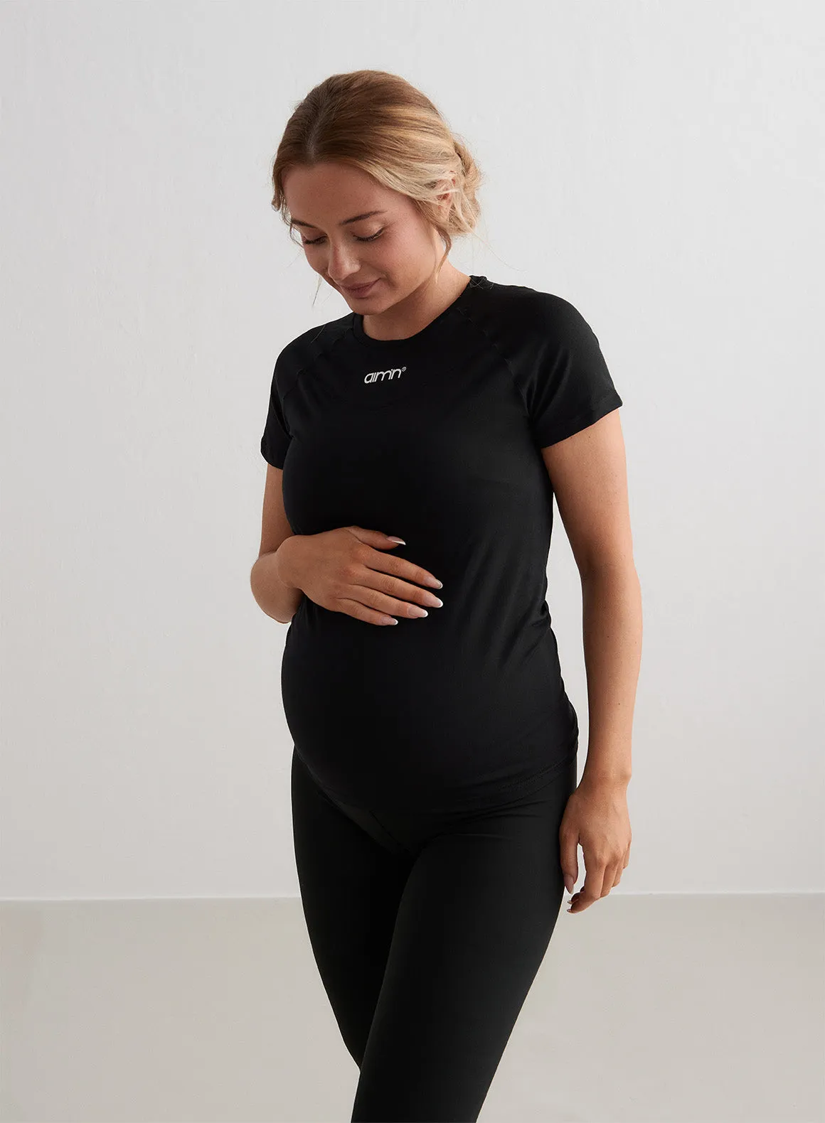 Black Soft Basic Maternity Short Sleeve