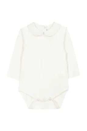 Bodysuit - Ecru jersey with Peter Pan collar