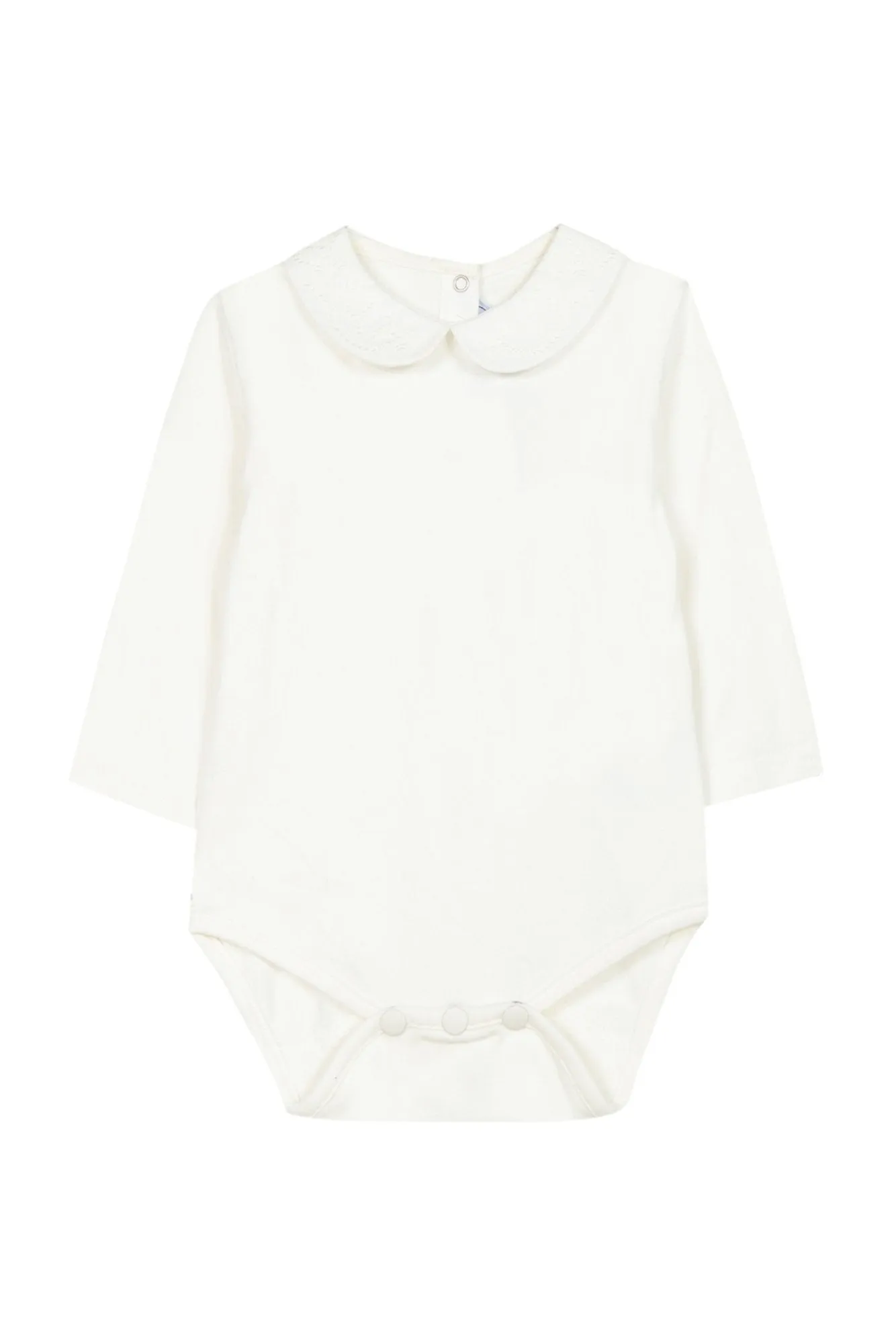 Bodysuit - Ecru jersey with Peter Pan collar