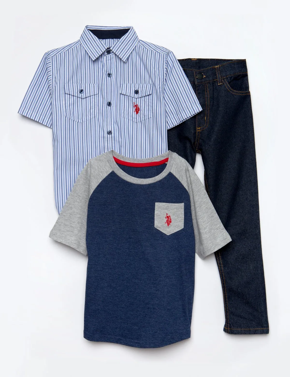 BOYS 3 PIECE SET - SHIRT, TEE & JEANS