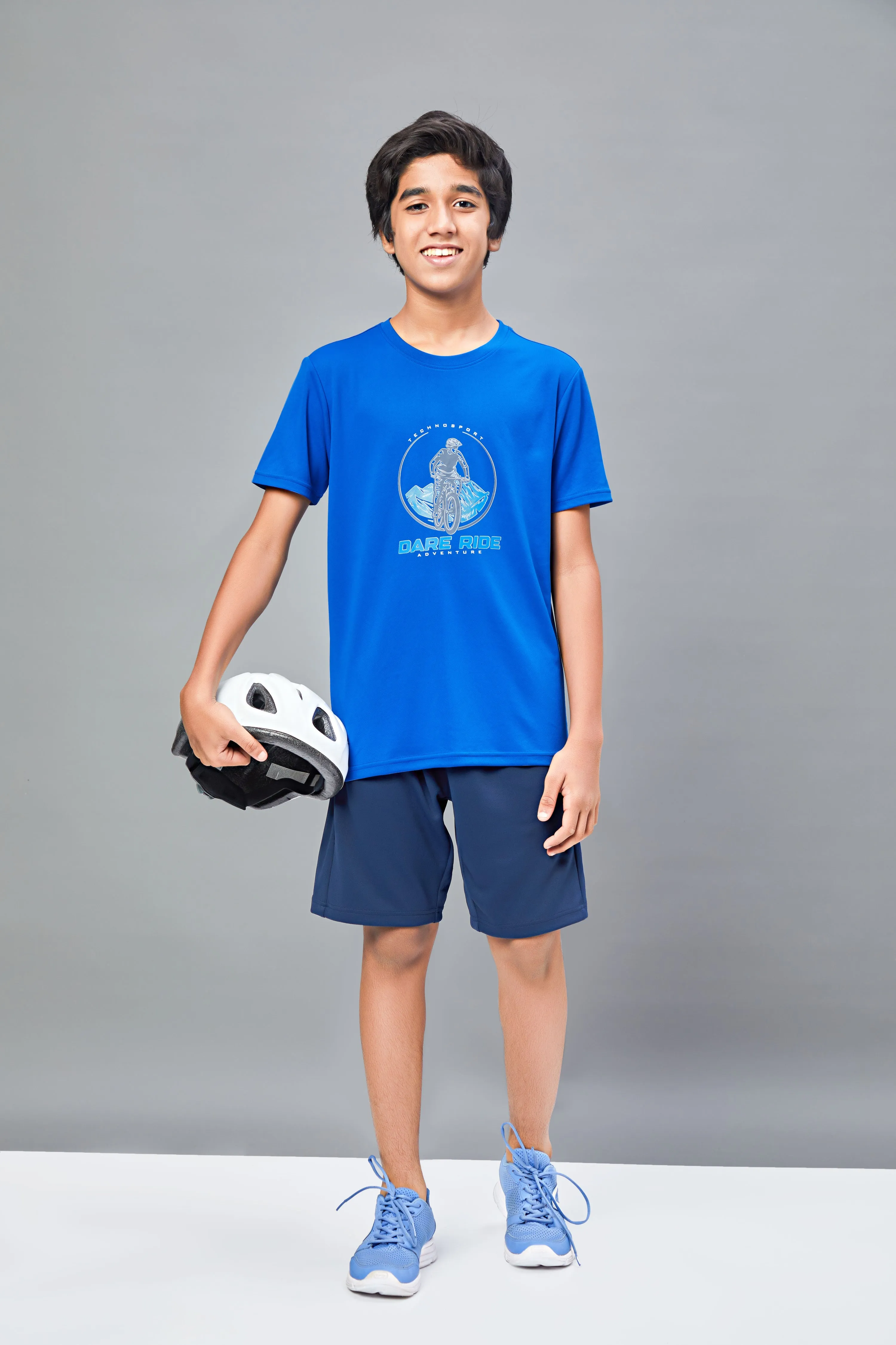 Boys Printed Slim Fit Round Neck Sports T-shirt with TECHNOCOOL 