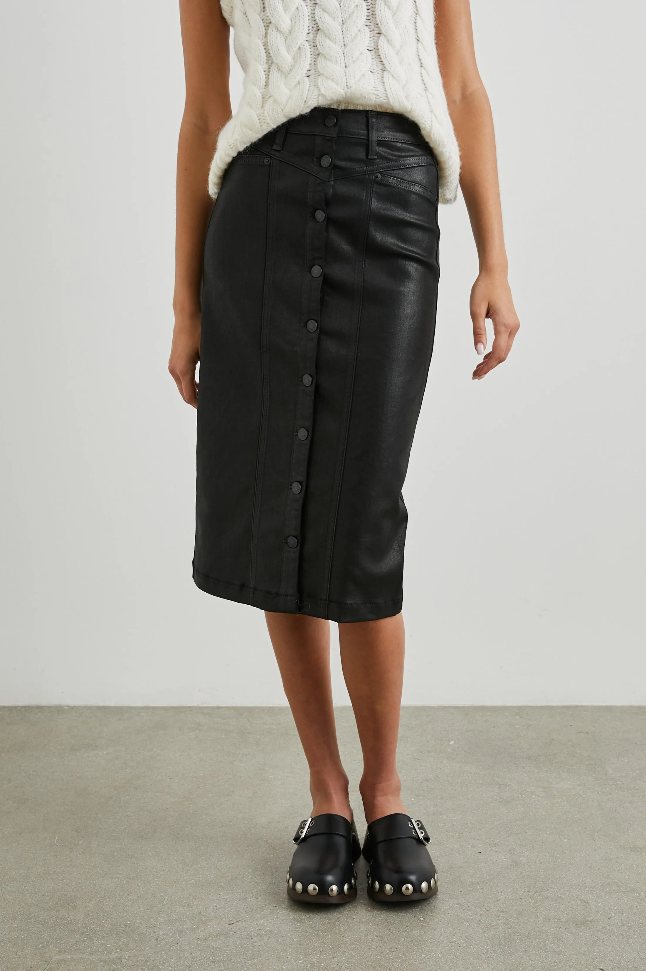 BROADWAY SKIRT - COATED NOIR