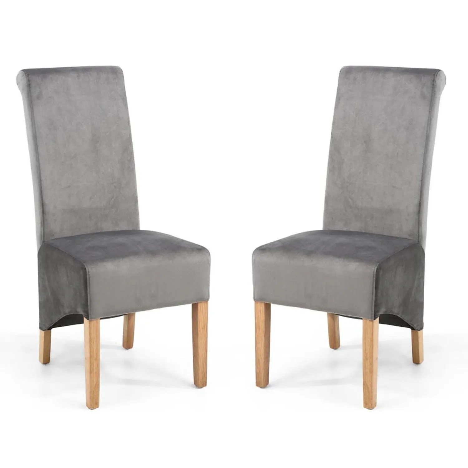 Brushed Velvet Grey Dining Chair Set of 2