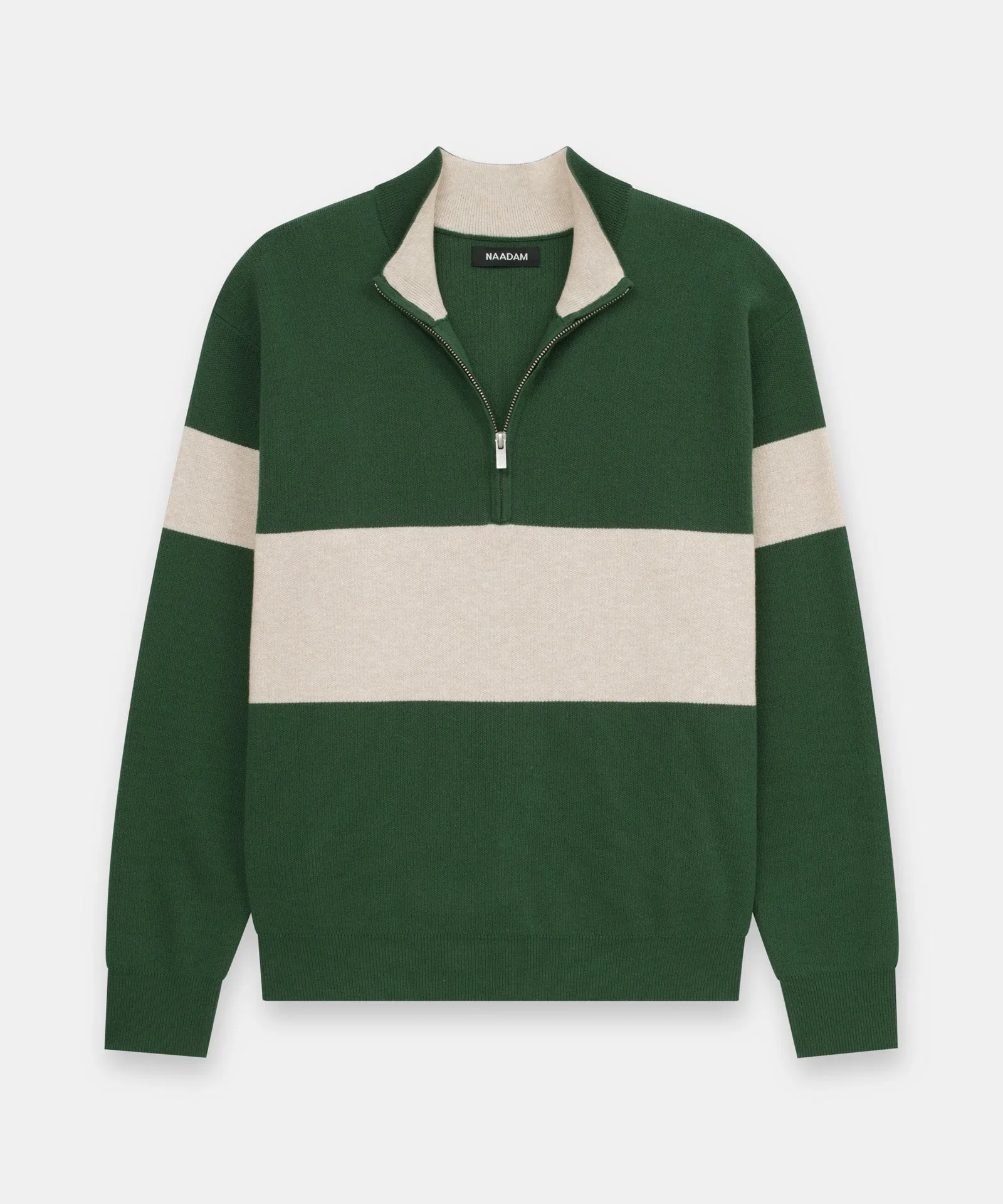 Café Cotton Cashmere Striped  Quarter Zip