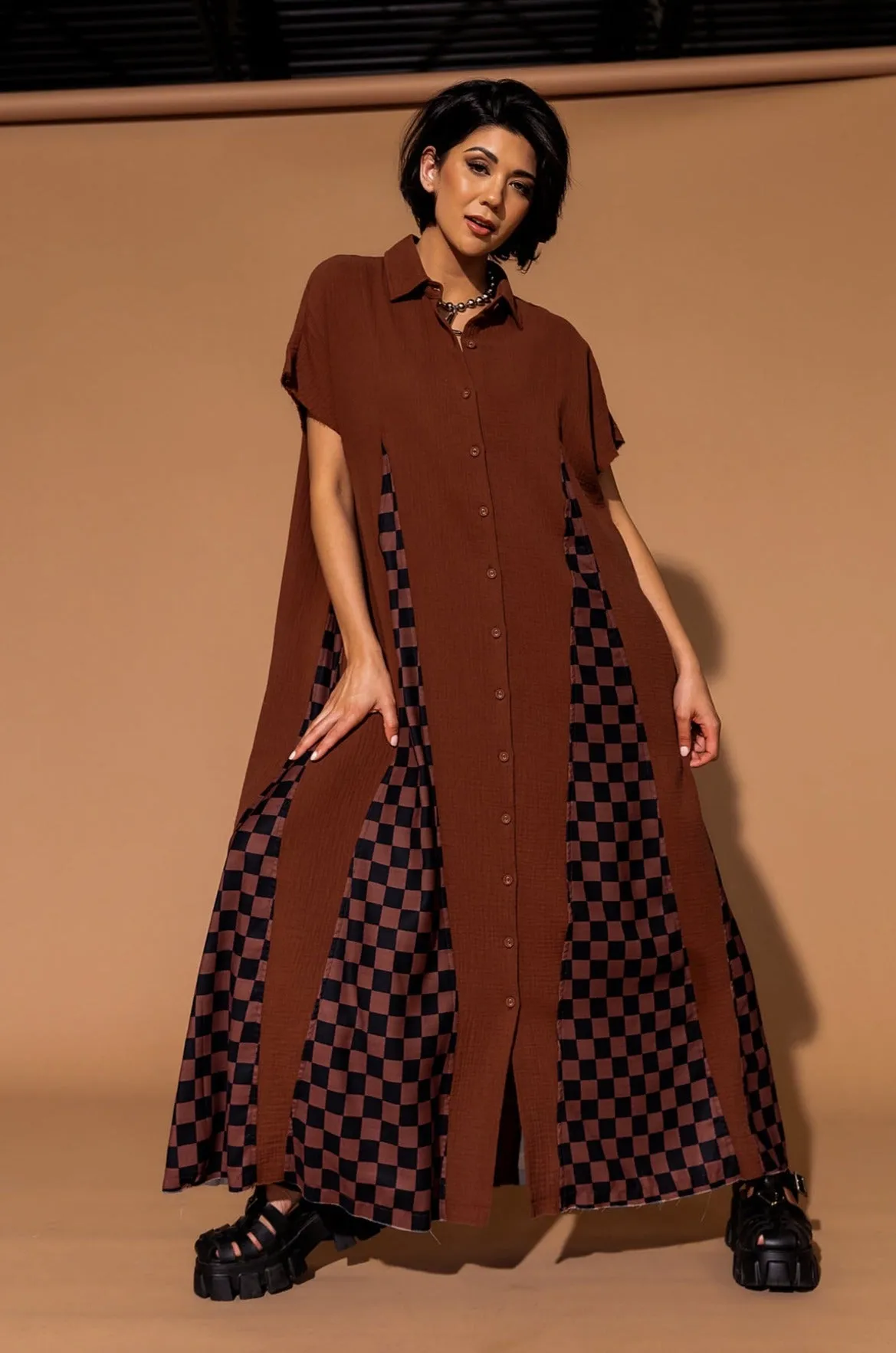 California Cool Oversized Maxi Dress in Brown