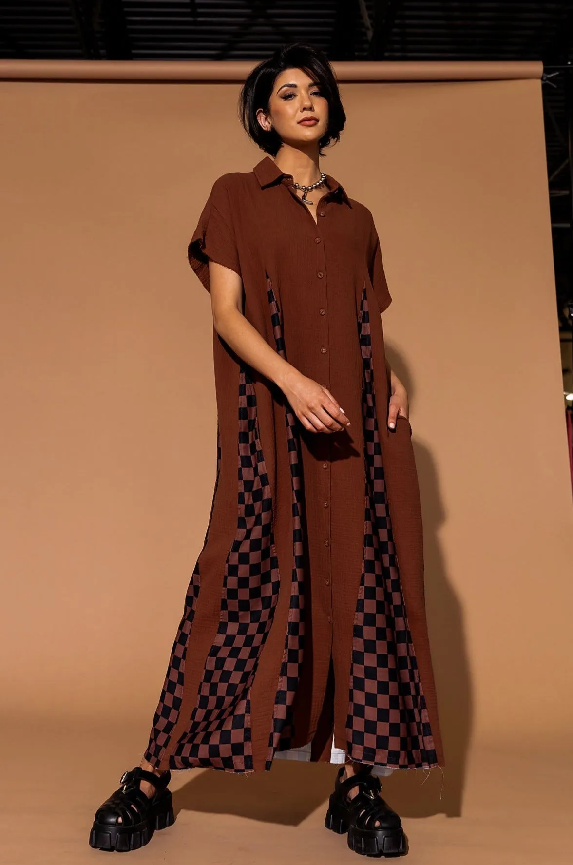 California Cool Oversized Maxi Dress in Brown