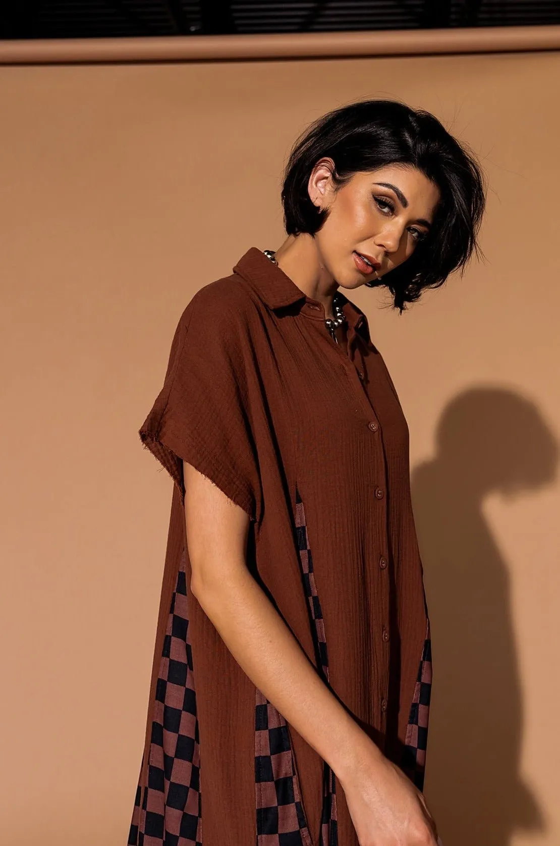 California Cool Oversized Maxi Dress in Brown