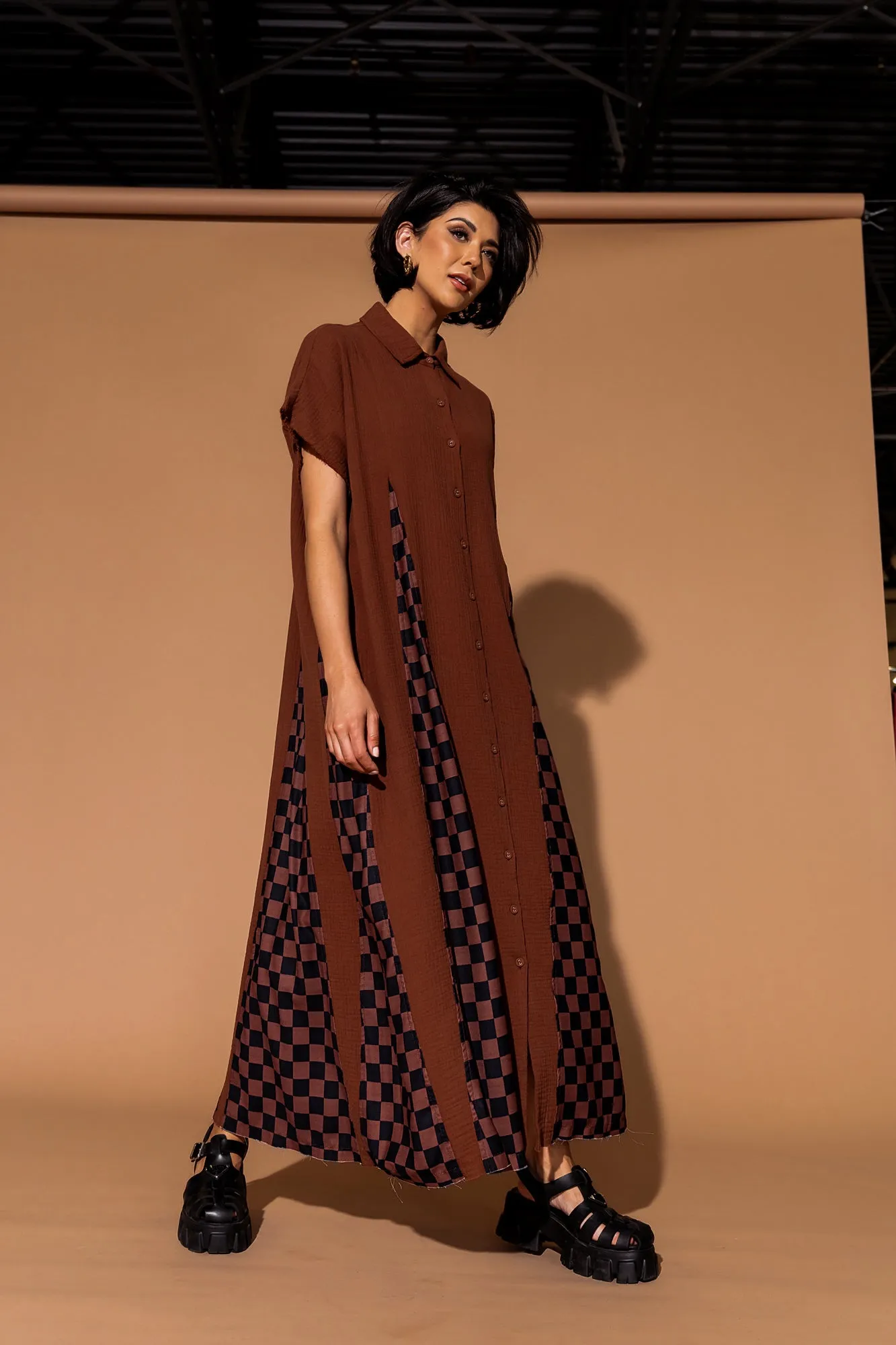 California Cool Oversized Maxi Dress in Brown