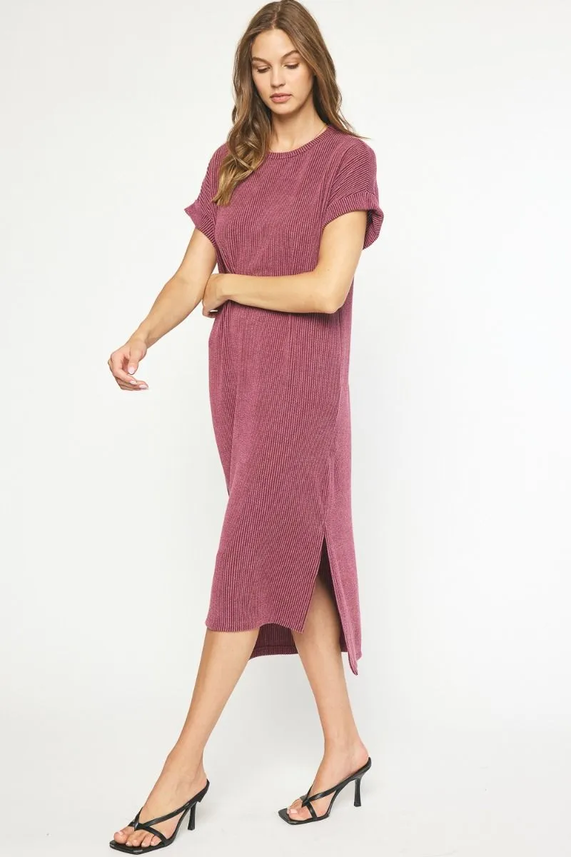 Casual Attitude Wine  Midi Dress