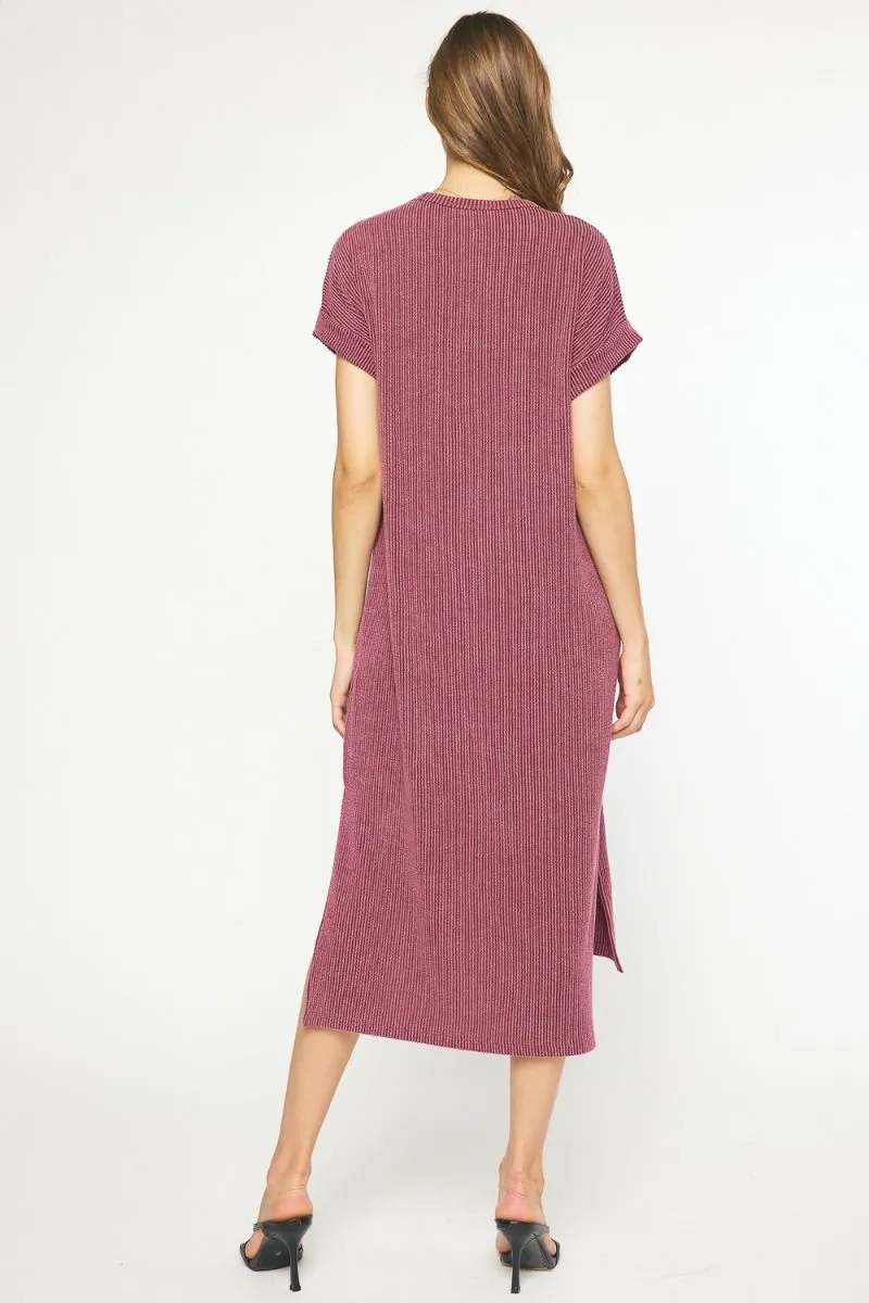 Casual Attitude Wine  Midi Dress