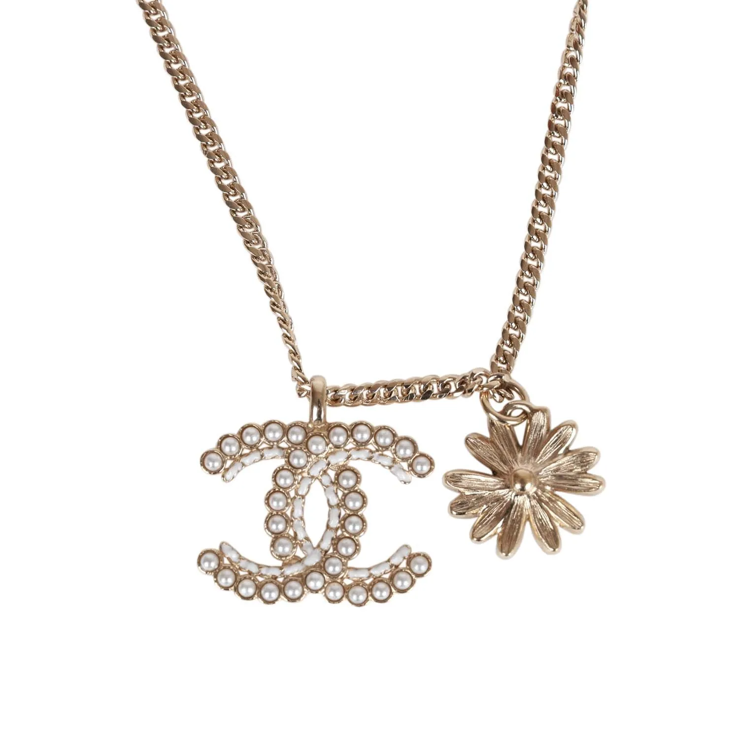 Chanel Mini Faux Pearl CC Pendant Necklace