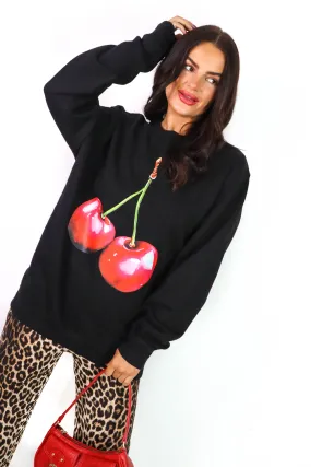 Cherry Bomb - Black Cherry Graphic Sweatshirt