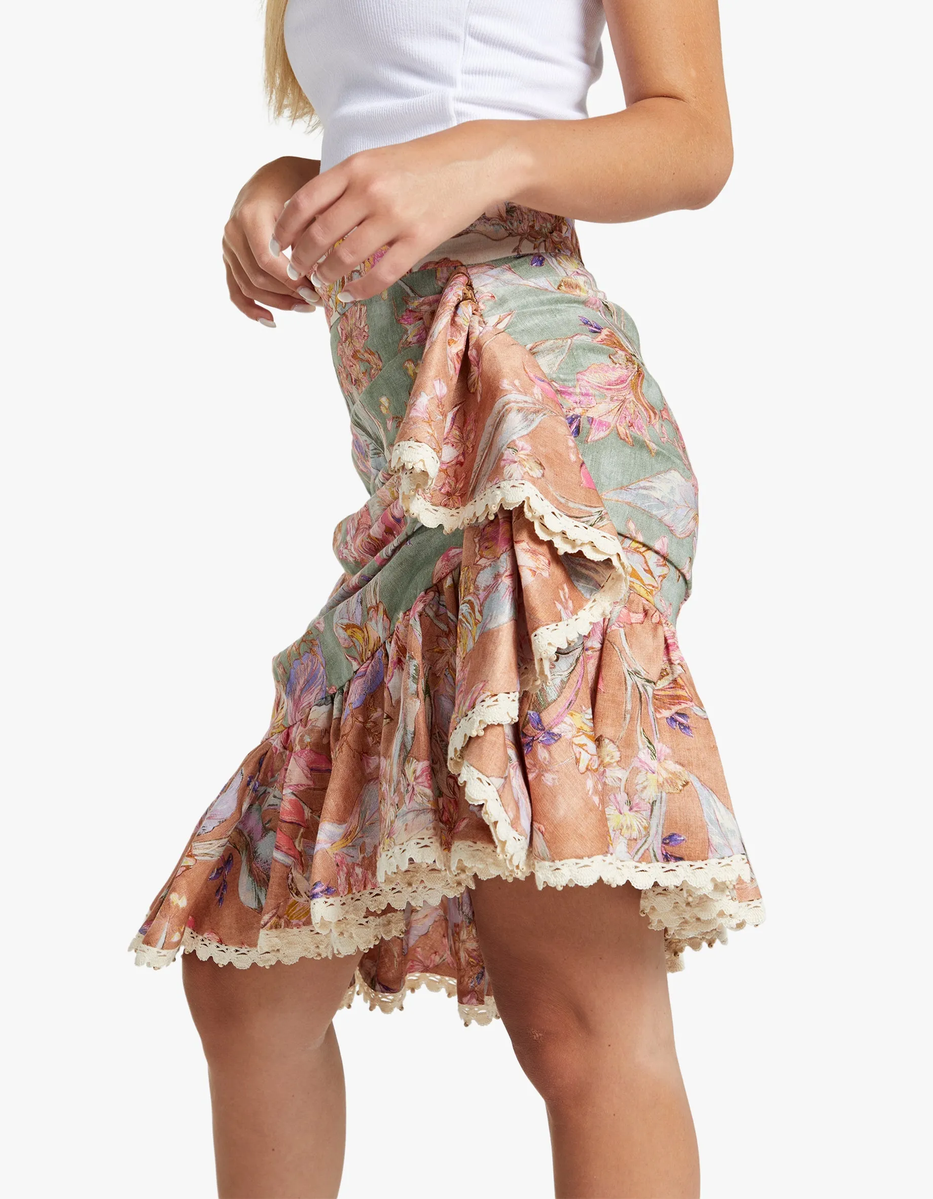 Cira Wrapped Mini Skirt - Spliced Multi Floral