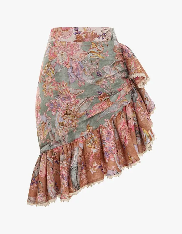 Cira Wrapped Mini Skirt - Spliced Multi Floral