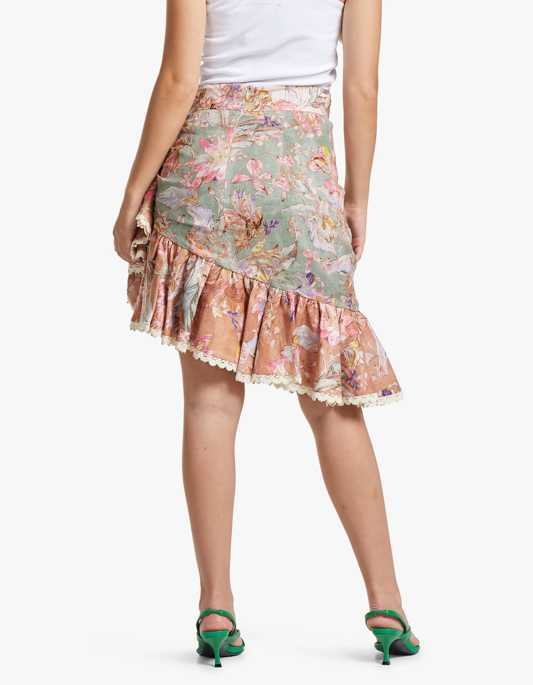 Cira Wrapped Mini Skirt - Spliced Multi Floral