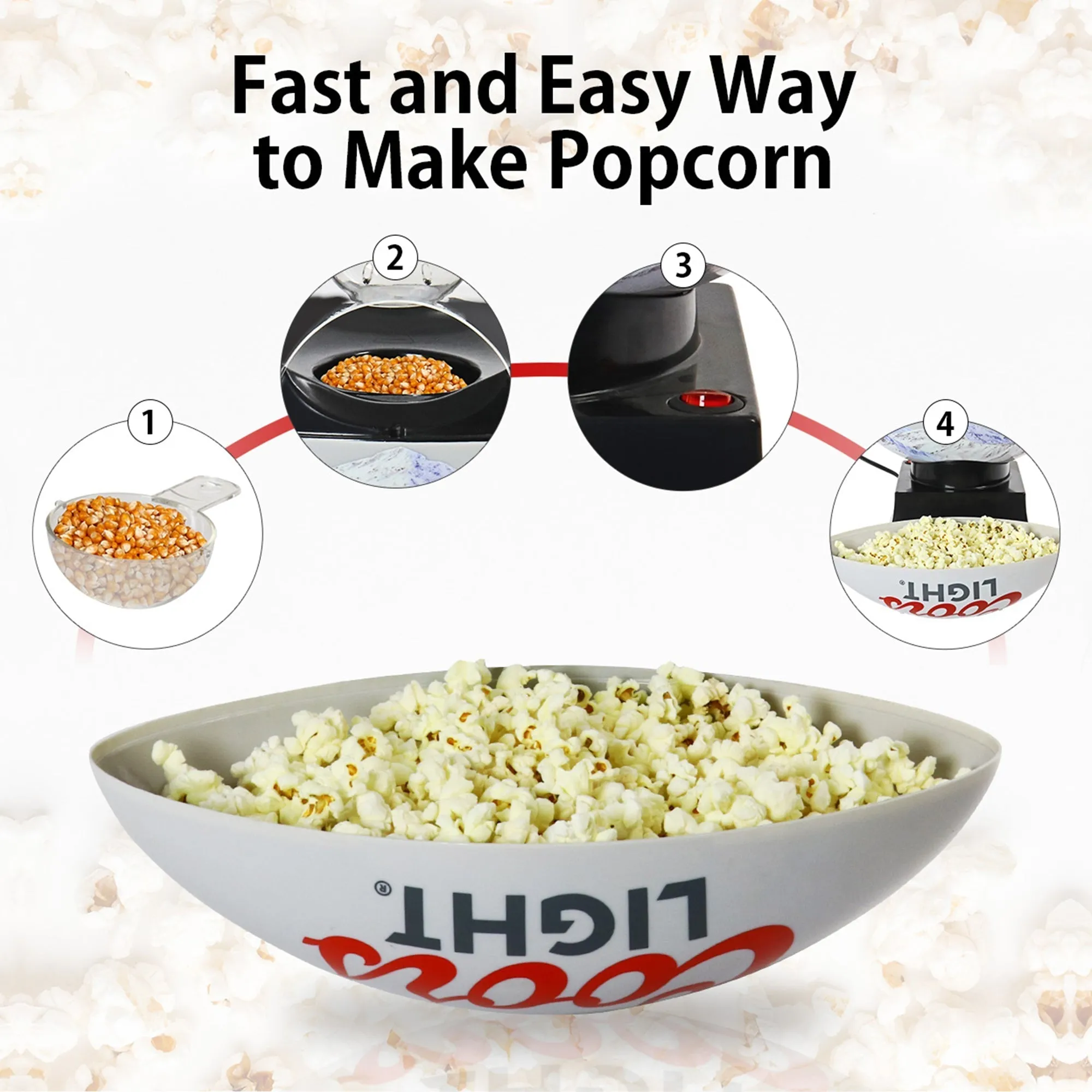 Coors Light Hot Air Popcorn Maker, Football Shaped Air Popper, with Serving Bowl, Kernel Measuring Cup, Butter Melter, Makes Healthy Snacks with No Oil or Microwave, for Movie Nights and Sports Fans