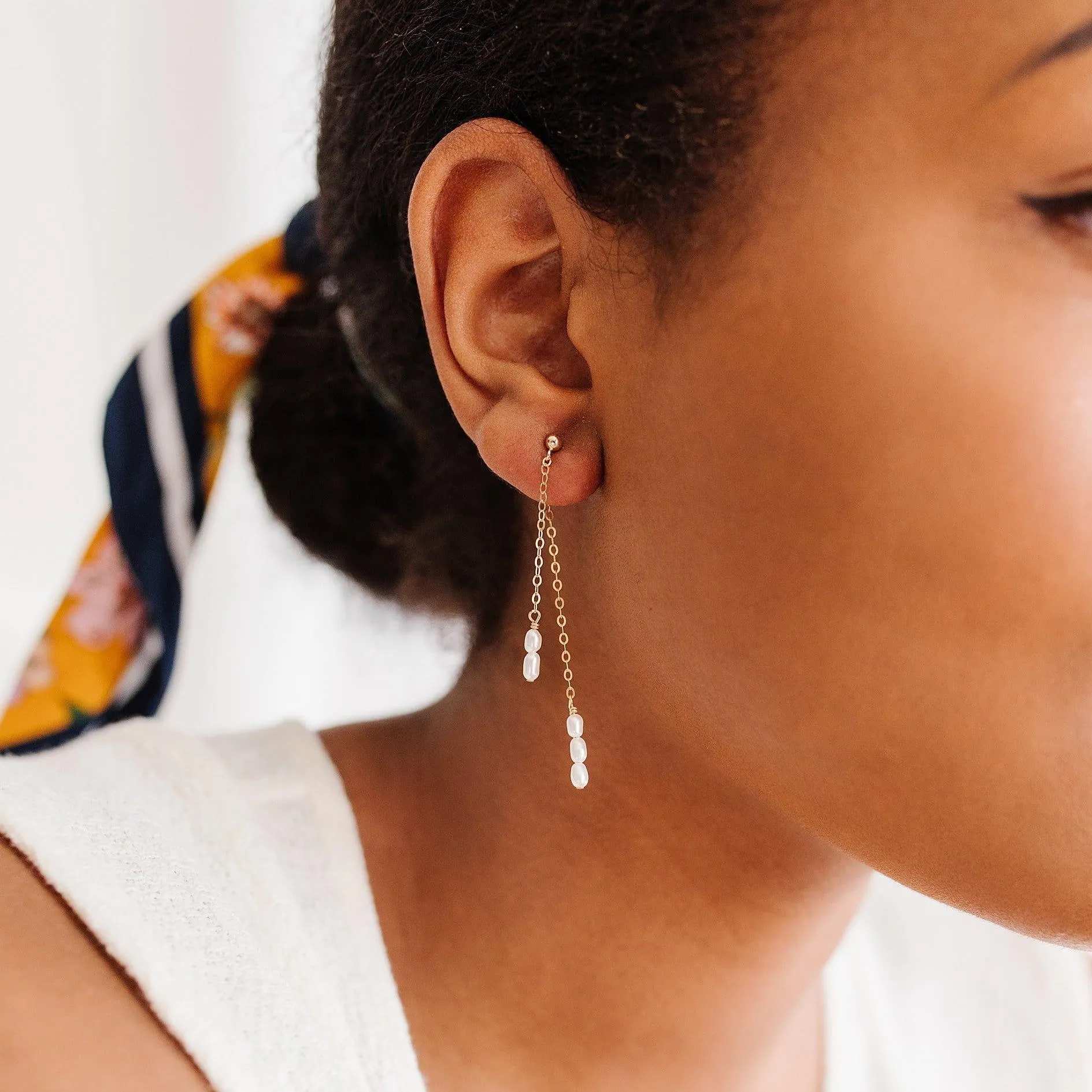 Cordelia Double Pearl Drop Earrings