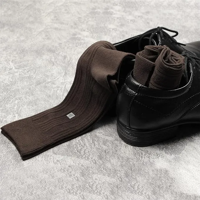 Cosmic Ribbed Formal Socks - Brown