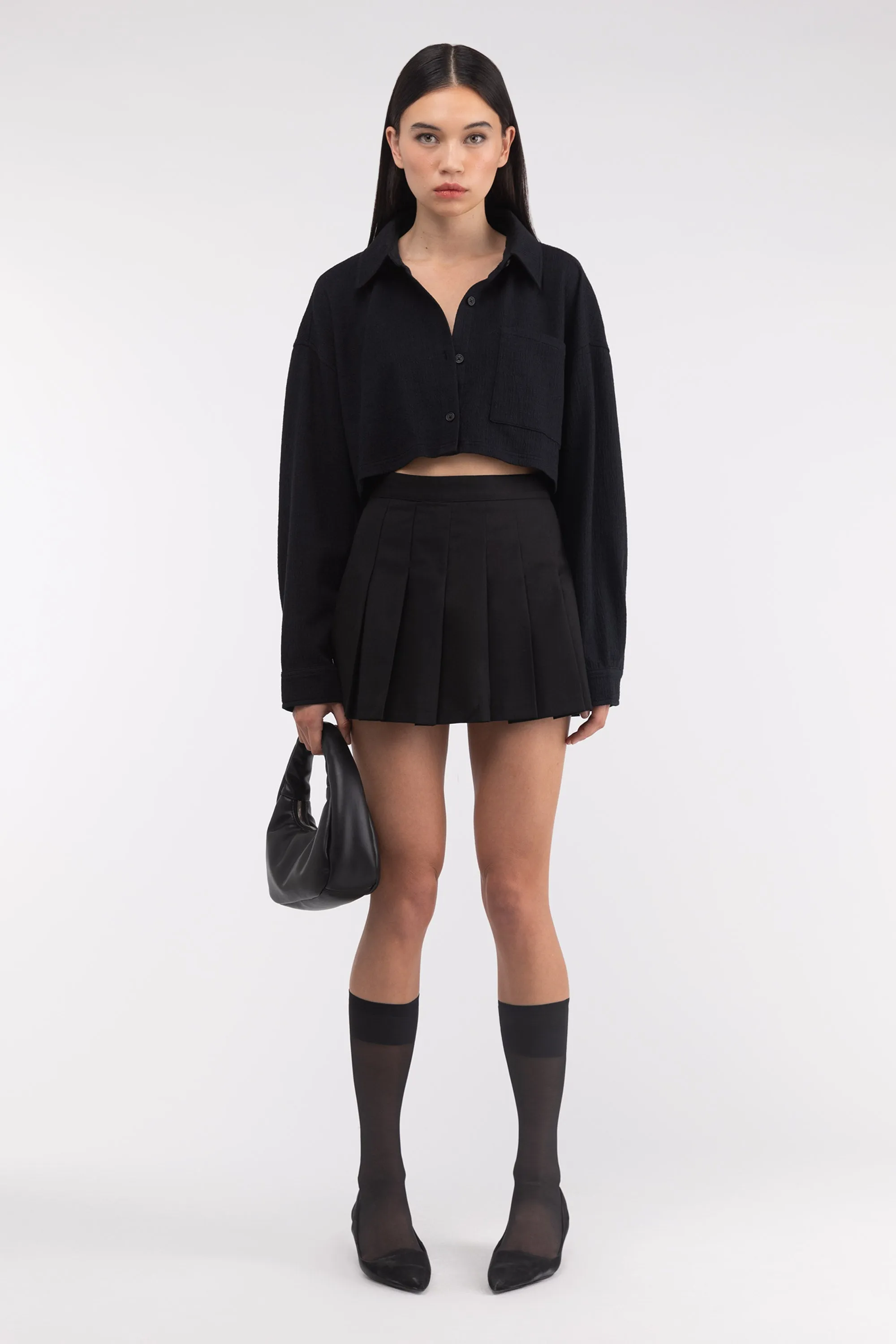 CROPPED OVERSIZED KNIT SHIRT