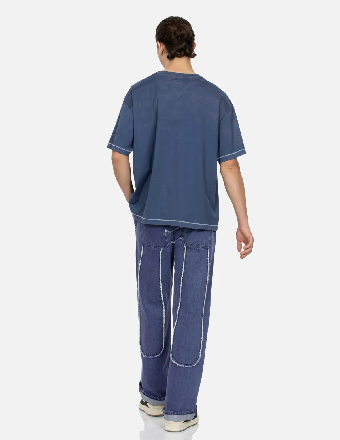 Daicock with Fringed Edges Baggy Fit Work Jeans